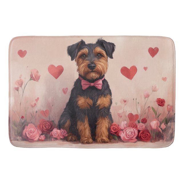 Tapis De Bain Airedale avec des Roses - Saint-Valentin (Devant)