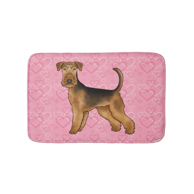 Tapis De Bain Airedale Terrier Chien Aimer Avec Motif Coeur Rose (Devant)