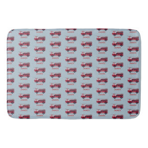 Tapis De Bain Ajouter votre nom Red Fire truck Personnalisé