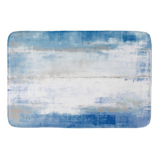 Tapis De Bain "Ajustez" l'art abstrait bleu et gris
