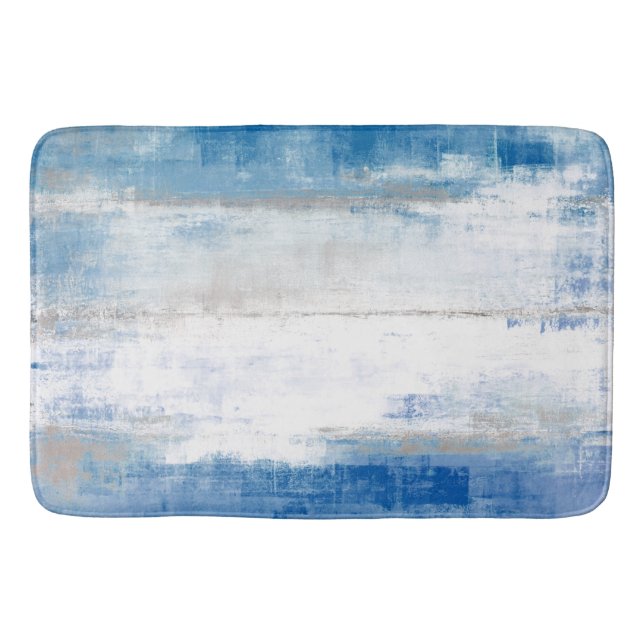 Tapis De Bain "Ajustez" l'art abstrait bleu et gris (Devant)