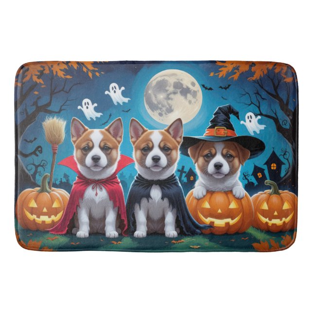Tapis De Bain Akita Chiens Citrouille Halloween Funny (Devant)