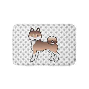 Tapis De Bain Alaskan Klee Kai rouge et blanc Chien de dessin an