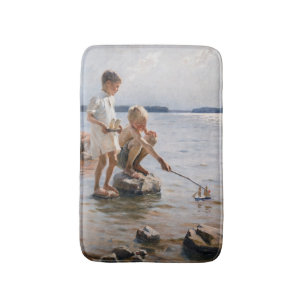Tapis De Bain Albert Edelfeue - Les garçons jouent sur le rivage