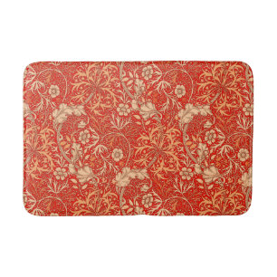 Tapis De Bain Algue de Nouveau d'art florale, orange de corail