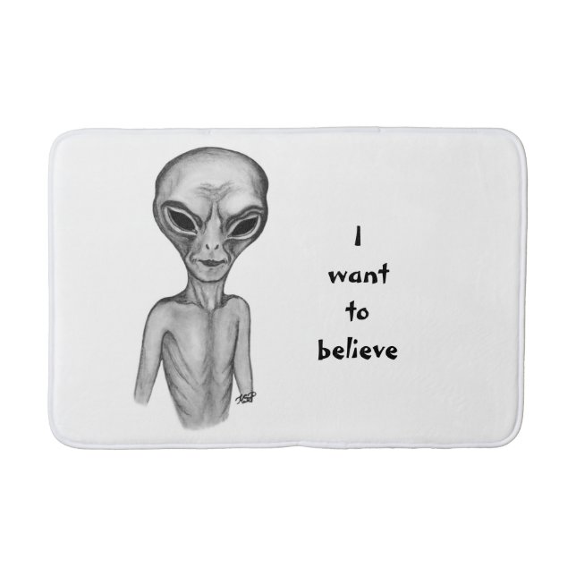 Tapis De Bain Alien gris, je veux croire (Devant)