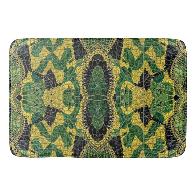 Tapis De Bain Alligator Crocodile Dragon Cuir Vert Jaune (Devant)