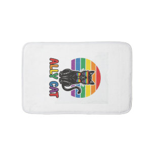 Tapis De Bain Ally Cat Rainbow Pride Vintage Chat T-Shirt Design