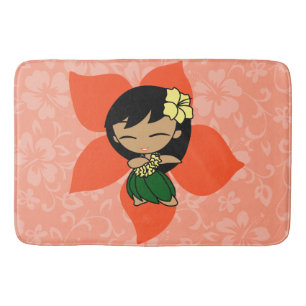 Tapis De Bain Aloha Honeys Hibiscus hawaïen Vintage Hula Girl