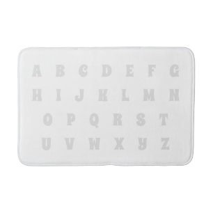 Tapis De Bain Alphabet Lettres Abc motif gris clair enfants blan
