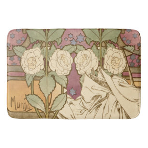 Tapis De Bain Alphonse Mucha Étoiles Élégantes Art Nouveau Camél