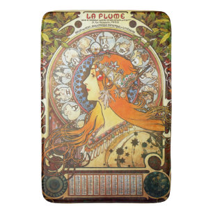 Tapis De Bain Alphonse Mucha La Plume Zodiac Art Nouveau Vintage