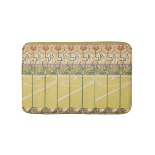 Tapis De Bain Alphonse Mucha Papier Peint Floral Art Nouveau Coq