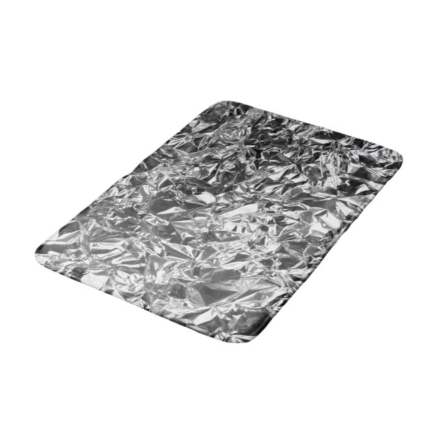 Tapis De Bain Aluminium Foil Design couleur argent (Angle)