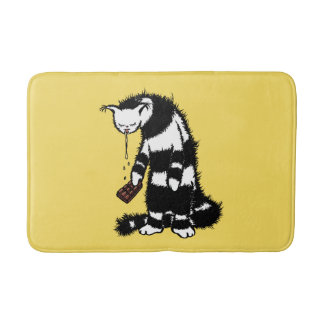 Tapis De Bain Amant Chocolat Drôle - Encre Tirée Drooling Chat