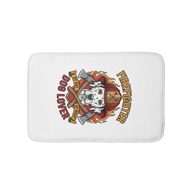 Tapis De Bain Amant de chien pompier Dalmatien Casque de pompier (Devant)