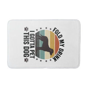 Tapis De Bain Amateur de chien drôle vintage pliez ma boisson an