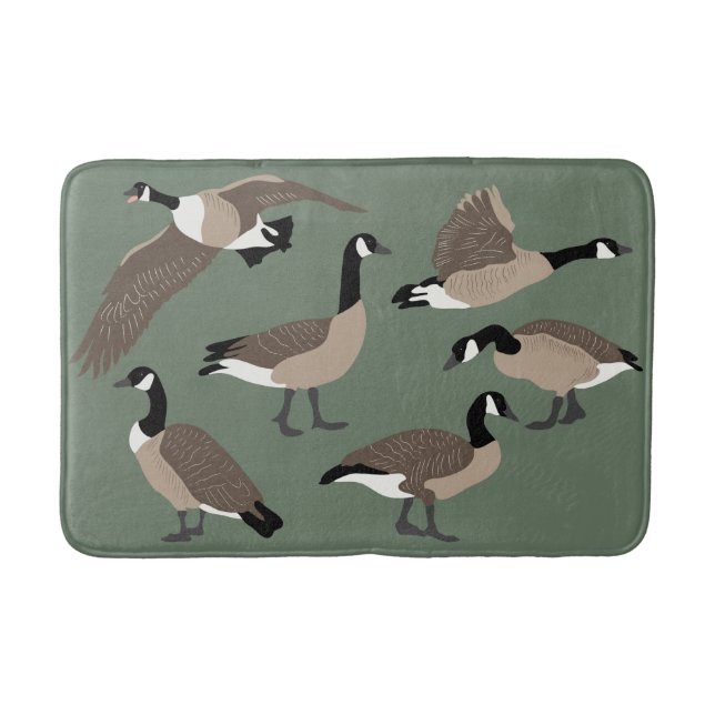 Tapis De Bain Amateurs d'oiseaux Canada Oies Illustration Sage G (Devant)