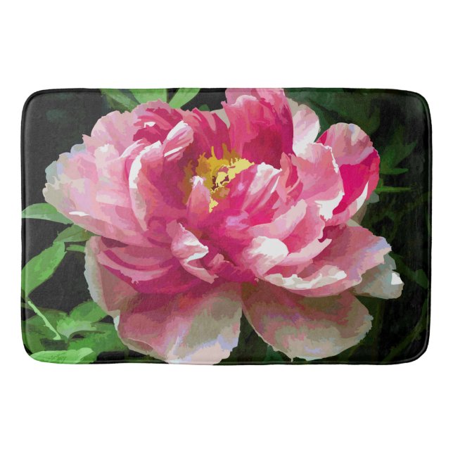 Tapis De Bain Amende blanche rose d'aquarelle de pivoine florale (Devant)