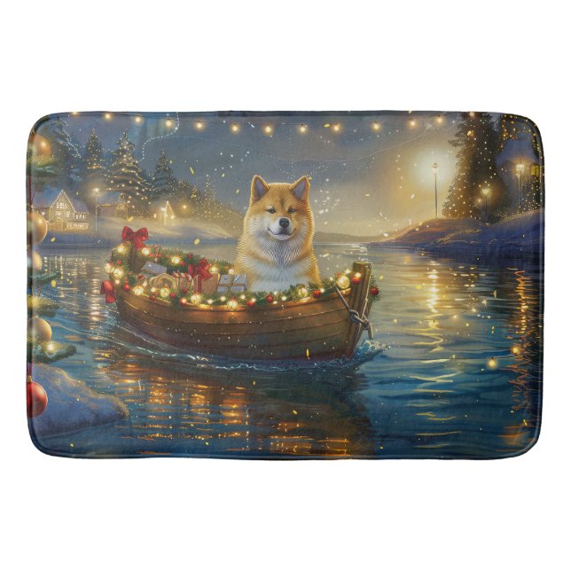 Tapis De Bain American Akita Christmas Festive Voyage (Devant)