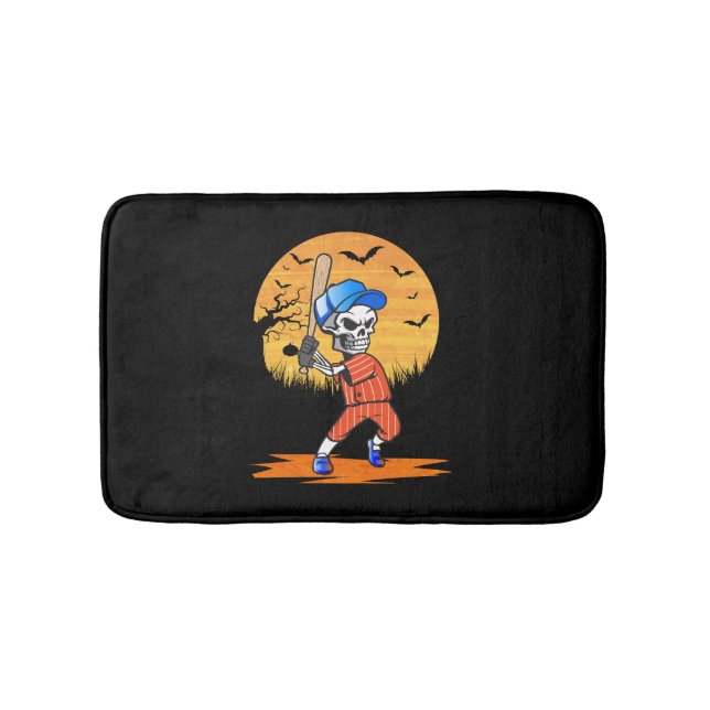 Tapis De Bain American Baseball Skeleton Halloween Hommes garçon (Devant)