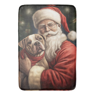 Tapis De Bain American Staffordshire avec Noël au Père Noël