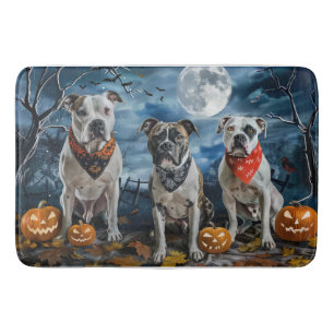 Tapis De Bain American Staffordshire Halloween Éffrayant