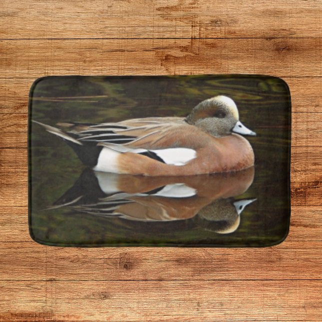Tapis De Bain American Wigeon Duck on Pond (In Situ)