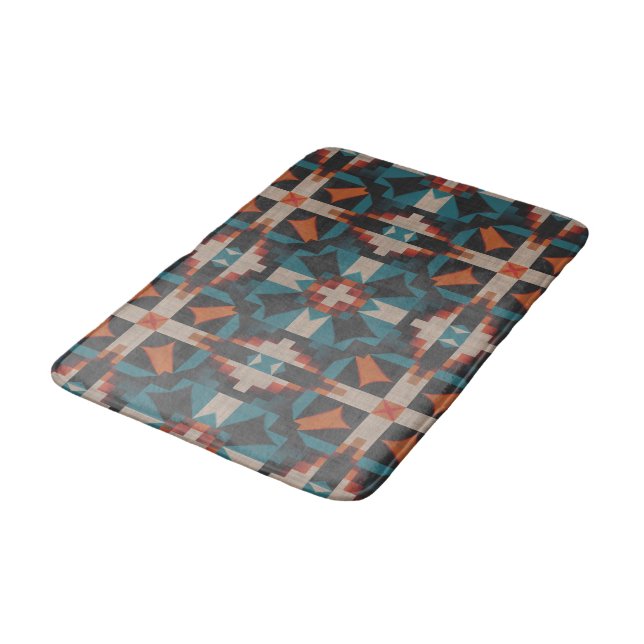 Tapis De Bain Amérindien Mosaïque moderne Tribu Motif (Angle)