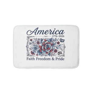 Tapis De Bain Amérique Patriotique Floral Vintage Conception de