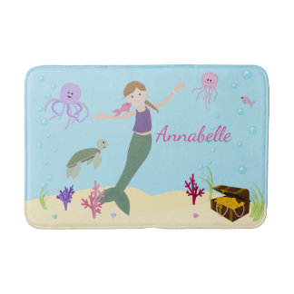 Tapis De Bain Amis blonds foncés personnalisés de sirène et