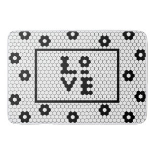 Tapis De Bain Amour Carrelage noir et blanc Design Bain Mat