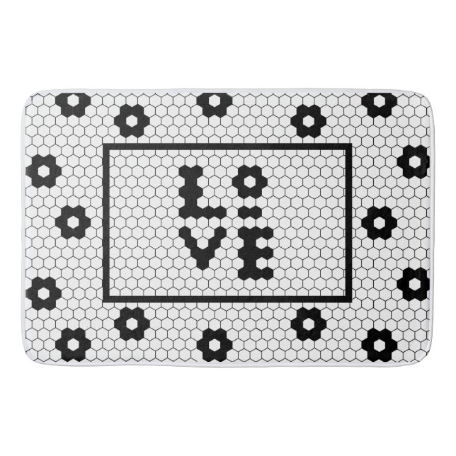 Tapis De Bain Amour Carrelage noir et blanc Design Bain Mat (Devant)