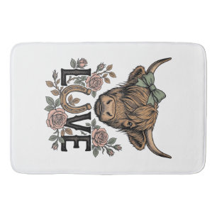 Tapis De Bain Amour de vache des Highlands Fleurs vintage Art de