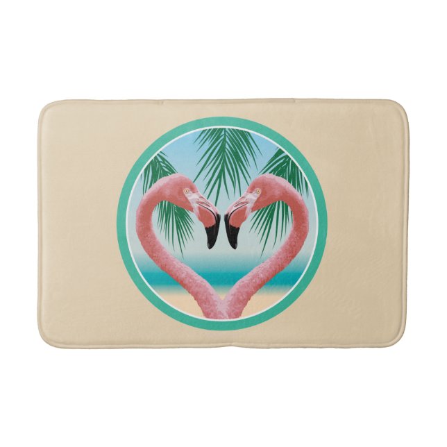 Tapis De Bain Amour Flamant rose (Saint-Valentin tropical) (Devant)