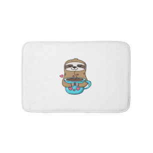 Tapis De Bain Amoureux De Café Chibi Sloth - Cute Kawaii Sloth H