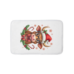 Tapis De Bain Amoureux de vache highland mignon chapeau de Père