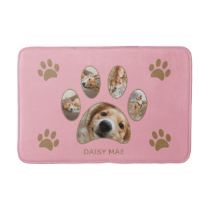 Tapis De Bain Amoureux des Animaux Empreinte de Patte en Or Rose
