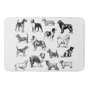 Tapis De Bain Amoureux des chiens noir et blanc