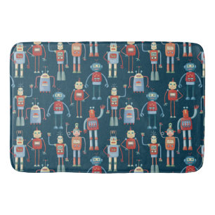 Tapis De Bain Amusant 1950s Style Rétro Robot Motif foncé