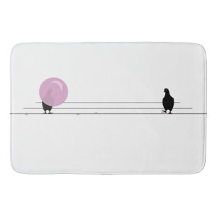 Tapis De Bain Amusant mignon Bubble rose Oiseaux de gomme sur un
