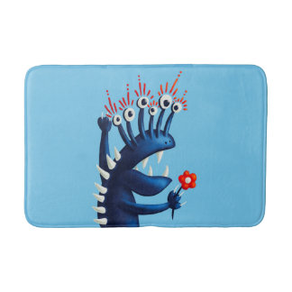 Tapis De Bain Amusant Monster Flower Blue