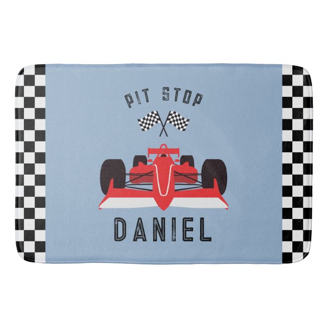 Tapis De Bain Amusants Blue Kids Red Racing Car (Devant)
