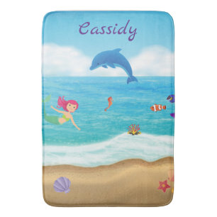 Tapis De Bain Amusement dans le soleil Mermaid Dolphin Beach Per