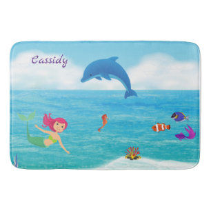 Tapis De Bain Amusement dans le soleil Mermaid Dolphin Beach Per