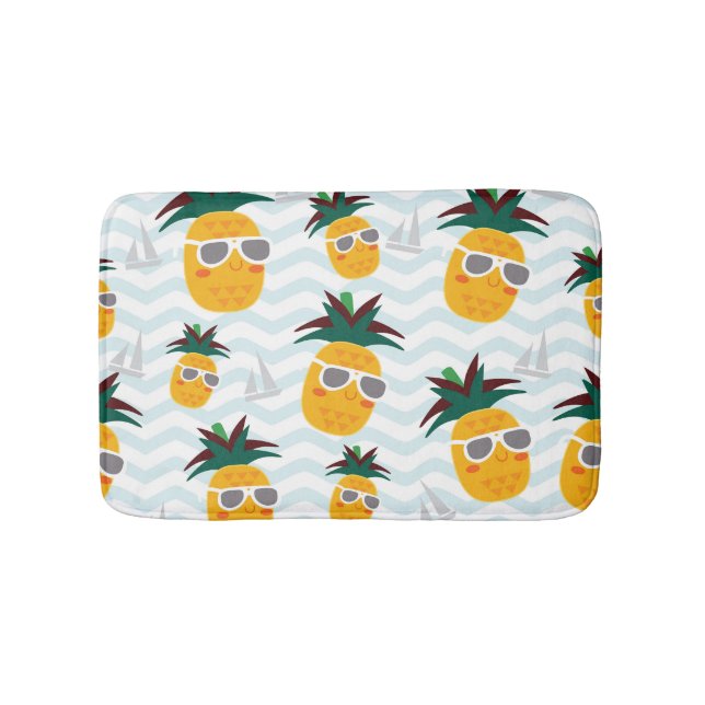 Tapis De Bain Ananas, bateau : mignon motif océanique. (Devant)