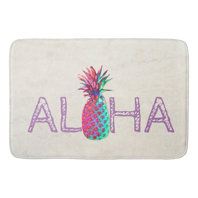 Tapis De Bain Ananas Hawaïen Adorable Aloha (Devant)