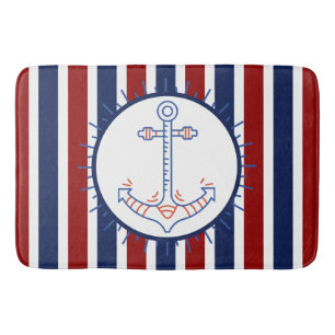 Tapis De Bain Ancre à thème nautique voile bleu Rouge blanc
