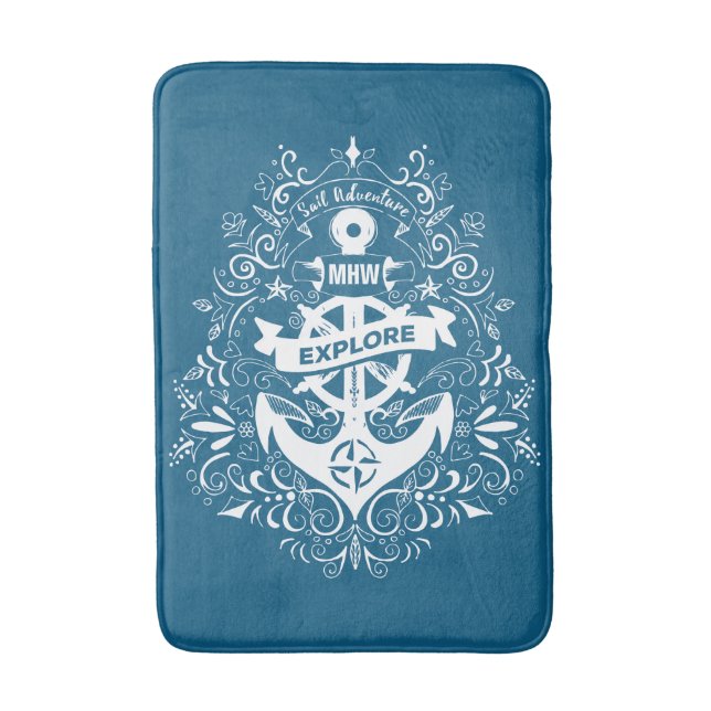 Tapis De Bain Ancre décorative tatouage monogramme sur mesure na (Devant (Vertical))