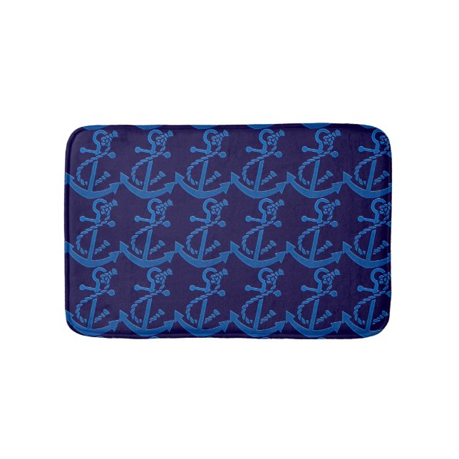 Tapis De Bain Ancre du navire bleu Conception marine (Devant)